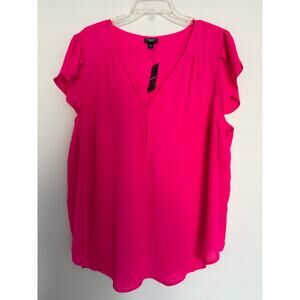 NWT Torrid 2X Hook & Eye Blouse Pink Blouse Flowy Business Casual Feminine Fairy
